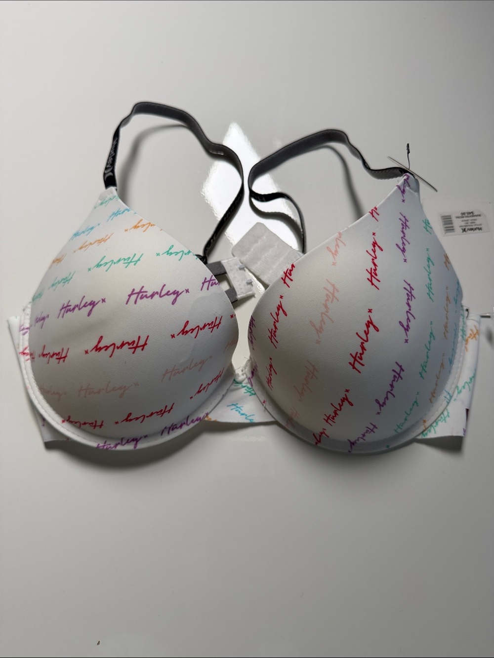 Hurley White Bra with Multicolor Script Logo